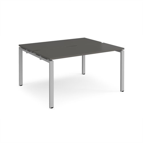 Adapt back to back desks 1400mm x 1200mm - silver frame storm grey top - E1412-S-OG
