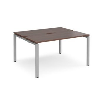 Adapt back to back desks 1400mm x 1200mm - silver frame Walnut top - E1412-S-W