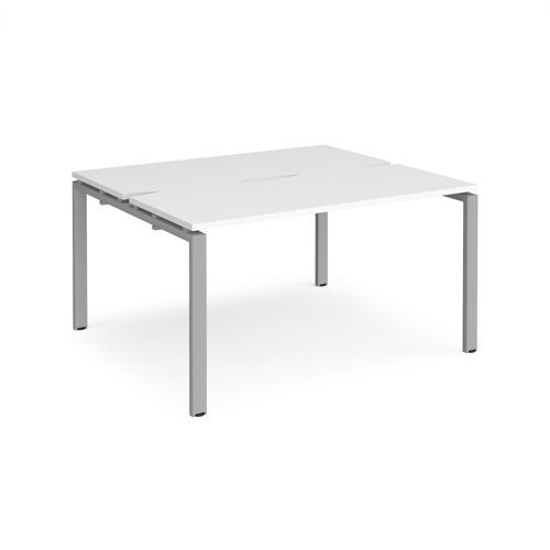 Adapt back to back desks 1400mm x 1200mm - silver frame White Top - E1412-S-WH