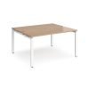 Adapt back to back desks 1400mm x 1200mm - white frame Beech top - E1412-WH-B