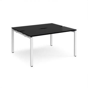 Adapt back to back desks 1400mm x 1200mm - white frame black top - E1412-WH-BK