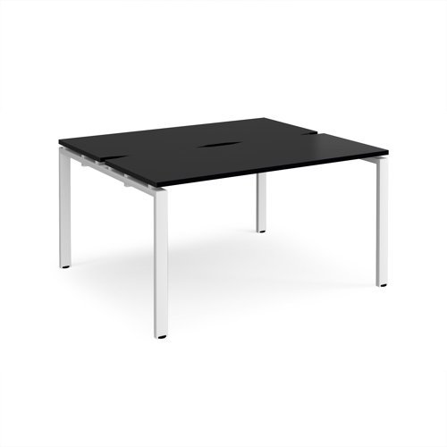 Adapt back to back desks 1400mm x 1200mm - white frame black top - E1412-WH-BK