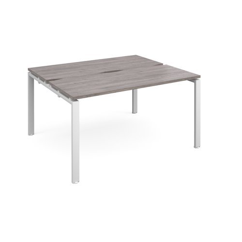 Adapt back to back desks 1400mm x 1200mm - white frame Grey Oak Top - E1412-WH-GO
