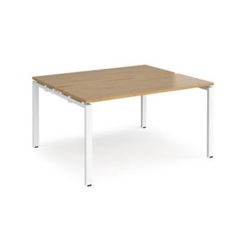 Adapt back to back desks 1400mm x 1200mm - white frame Oak Top - E1412-WH-O