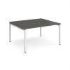Adapt back to back desks 1400mm x 1200mm - white frame storm grey top - E1412-WH-OG