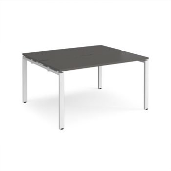 Adapt back to back desks 1400mm x 1200mm - white frame storm grey top - E1412-WH-OG