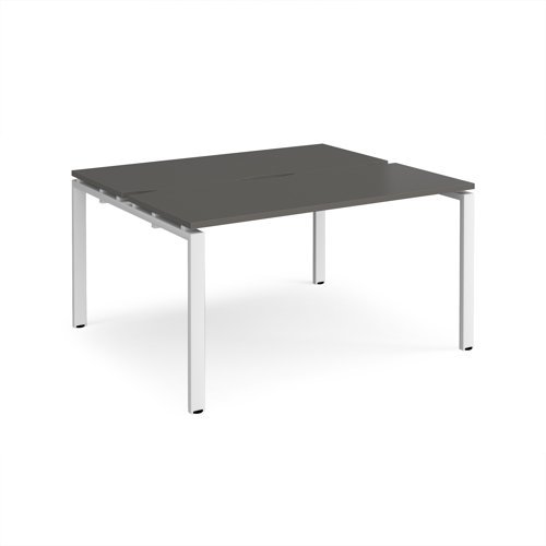 Adapt back to back desks 1400mm x 1200mm - white frame storm grey top - E1412-WH-OG
