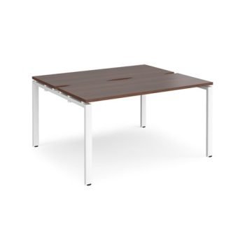 Adapt back to back desks 1400mm x 1200mm - white frame Walnut top - E1412-WH-W