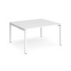 Adapt back to back desks 1400mm x 1200mm - white frame White Top - E1412-WH-WH