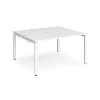 Adapt back to back desks 1400mm x 1200mm - white frame White Top - E1412-WH-WH
