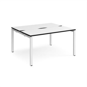 Adapt back to back desks 1400mm x 1200mm - white frame White Top black edge - E1412-WH-WK