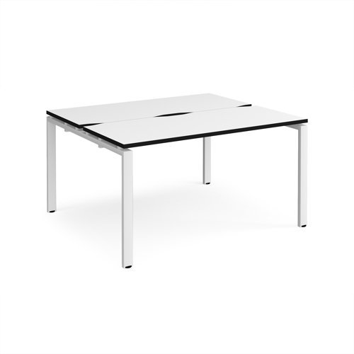Adapt back to back desks 1400mm x 1200mm - white frame White Top black edge - E1412-WH-WK
