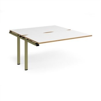 Adapt add on unit single 1400mm x 1600mm - green frame White Top oak edge - E1416-AB-GN-WO