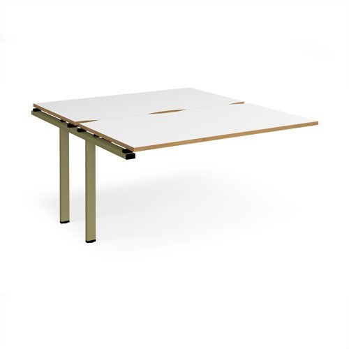 Adapt add on unit single 1400mm x 1600mm - green frame White Top oak edge - E1416-AB-GN-WO