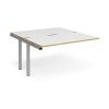 Adapt add on unit single 1400mm x 1600mm - silver frame White Top with oak edging - E1416-AB-S-WO