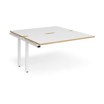 Adapt add on unit single 1400mm x 1600mm - white frame White Top with oak edging - E1416-AB-WH-WO