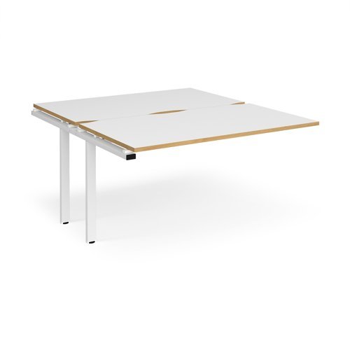 Adapt add on unit single 1400mm x 1600mm - white frame White Top with oak edging - E1416-AB-WH-WO