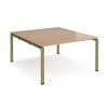 Adapt back to back desks 1400mm x 1600mm - green frame Beech top - E1416-GN-B