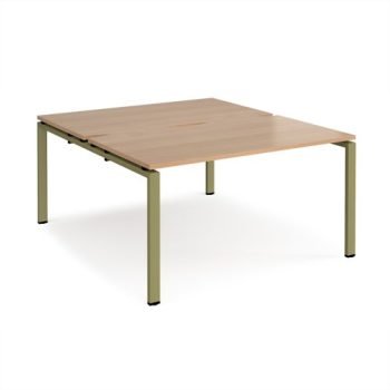 Adapt back to back desks 1400mm x 1600mm - green frame Beech top - E1416-GN-B