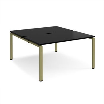 Adapt back to back desks 1400mm x 1600mm - green frame black top - E1416-GN-BK