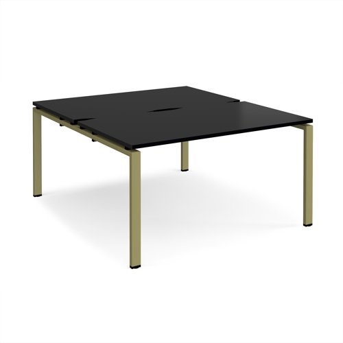 Adapt back to back desks 1400mm x 1600mm - green frame black top - E1416-GN-BK