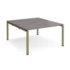 Adapt back to back desks 1400mm x 1600mm - green frame Grey Oak Top - E1416-GN-GO