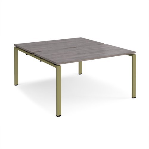 Adapt back to back desks 1400mm x 1600mm - green frame Grey Oak Top - E1416-GN-GO