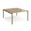 Adapt back to back desks 1400mm x 1600mm - green frame Kendal Oak Top - E1416-GN-KO