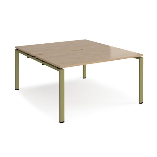Adapt back to back desks 1400mm x 1600mm - green frame Kendal Oak Top - E1416-GN-KO