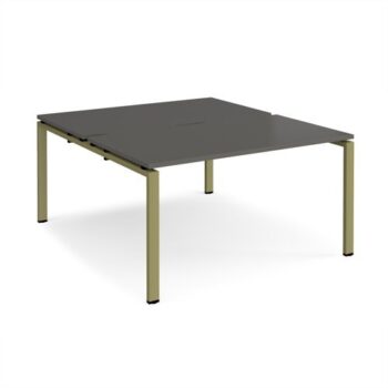 Adapt back to back desks 1400mm x 1600mm - green frame storm grey top - E1416-GN-OG