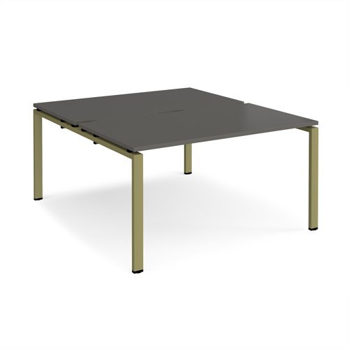 Adapt back to back desks 1400mm x 1600mm - green frame storm grey top - E1416-GN-OG