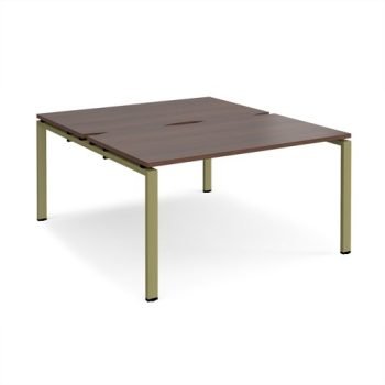 Adapt back to back desks 1400mm x 1600mm - green frame Walnut top - E1416-GN-W