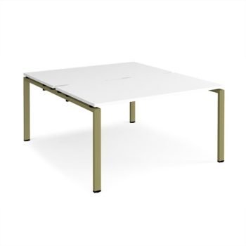 Adapt back to back desks 1400mm x 1600mm - green frame White Top - E1416-GN-WH