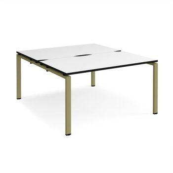 Adapt back to back desks 1400mm x 1600mm - green frame White Top black edge - E1416-GN-WK