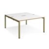 Adapt back to back desks 1400mm x 1600mm - green frame White Top oak edge - E1416-GN-WO