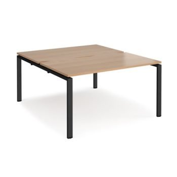 Adapt back to back desks 1400mm x 1600mm - black frame Beech top - E1416-K-B