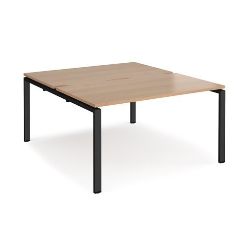 Adapt back to back desks 1400mm x 1600mm - black frame Beech top - E1416-K-B