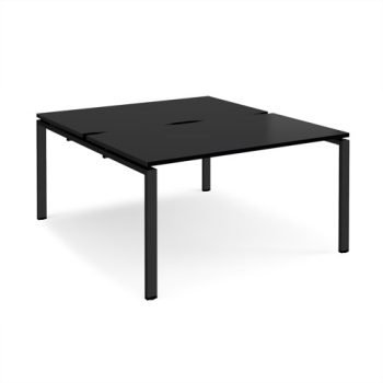 Adapt back to back desks 1400mm x 1600mm - black frame black top - E1416-K-BK