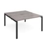 Adapt back to back desks 1400mm x 1600mm - black frame Grey Oak Top - E1416-K-GO