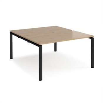 Adapt back to back desks 1400mm x 1600mm - black frame Kendal Oak Top - E1416-K-KO