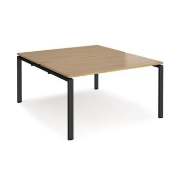 Adapt back to back desks 1400mm x 1600mm - black frame Oak Top - E1416-K-O