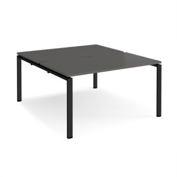 Adapt back to back desks 1400mm x 1600mm - black frame storm grey top - E1416-K-OG