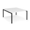 Adapt back to back desks 1400mm x 1600mm - black frame White Top - E1416-K-WH