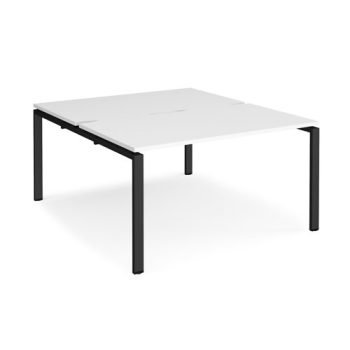 Adapt back to back desks 1400mm x 1600mm - black frame White Top - E1416-K-WH
