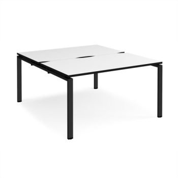 Adapt back to back desks 1400mm x 1600mm - black frame White Top black edge - E1416-K-WK
