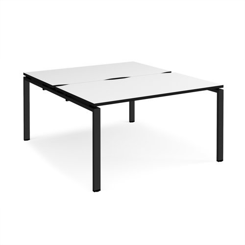 Adapt back to back desks 1400mm x 1600mm - black frame White Top black edge - E1416-K-WK