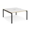 Adapt back to back desks 1400mm x 1600mm - black frame White Top with oak edging - E1416-K-WO