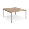 Adapt back to back desks 1400mm x 1600mm - silver frame Beech top - E1416-S-B