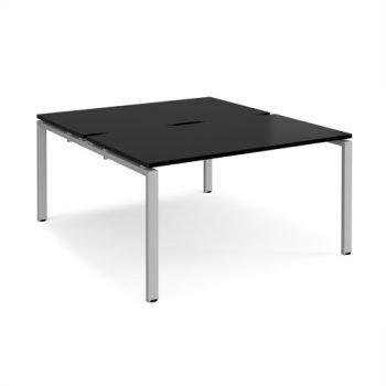 Adapt back to back desks 1400mm x 1600mm - silver frame black top - E1416-S-BK