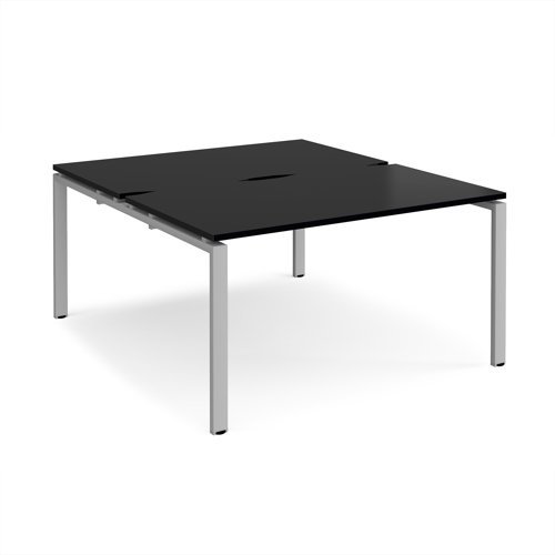 Adapt back to back desks 1400mm x 1600mm - silver frame black top - E1416-S-BK